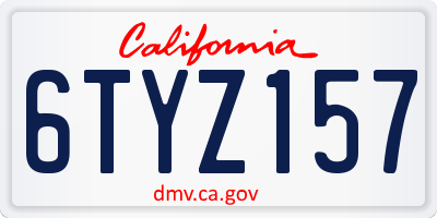 CA license plate 6TYZ157