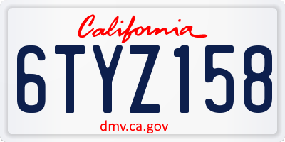 CA license plate 6TYZ158
