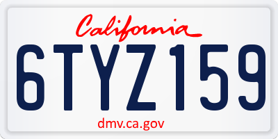 CA license plate 6TYZ159