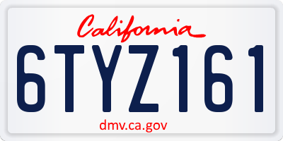 CA license plate 6TYZ161