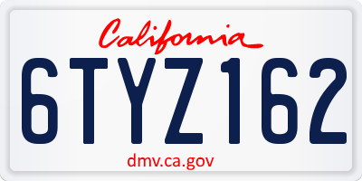 CA license plate 6TYZ162