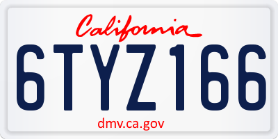 CA license plate 6TYZ166