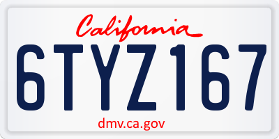 CA license plate 6TYZ167