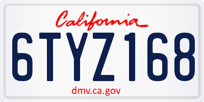 CA license plate 6TYZ168