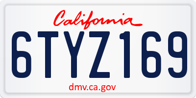 CA license plate 6TYZ169