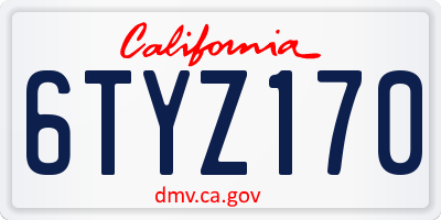 CA license plate 6TYZ170