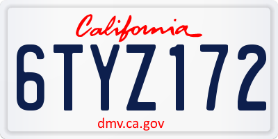 CA license plate 6TYZ172