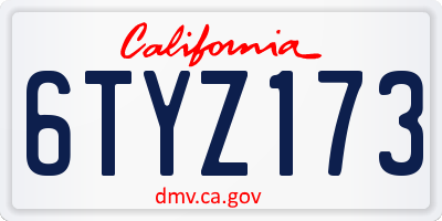 CA license plate 6TYZ173