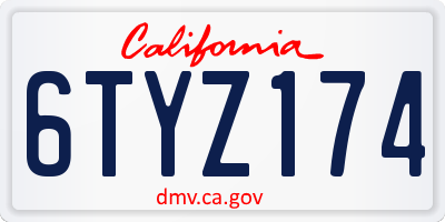 CA license plate 6TYZ174