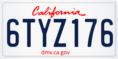 CA license plate 6TYZ176