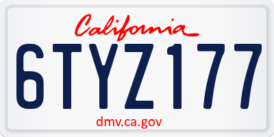 CA license plate 6TYZ177