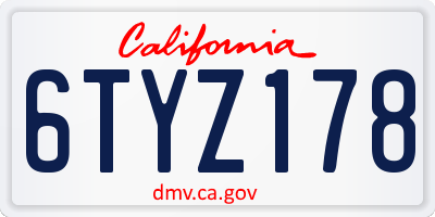 CA license plate 6TYZ178