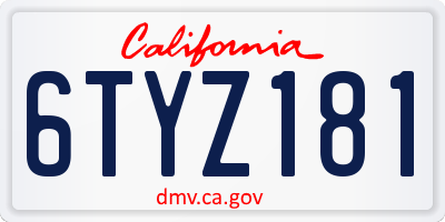 CA license plate 6TYZ181
