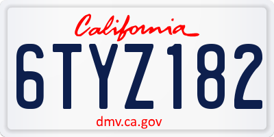 CA license plate 6TYZ182