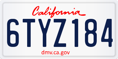 CA license plate 6TYZ184
