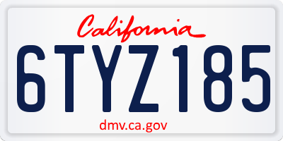 CA license plate 6TYZ185