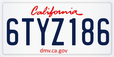 CA license plate 6TYZ186