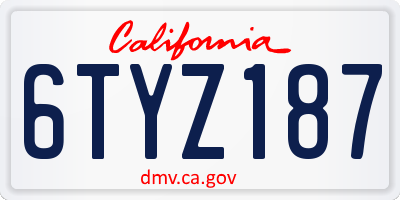 CA license plate 6TYZ187
