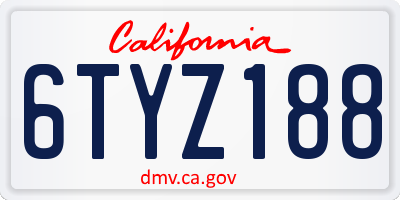CA license plate 6TYZ188