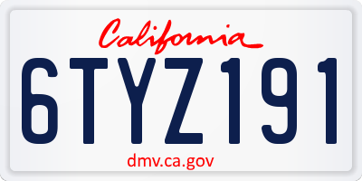 CA license plate 6TYZ191