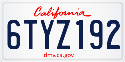CA license plate 6TYZ192