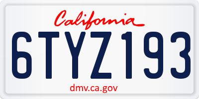 CA license plate 6TYZ193