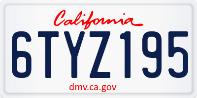 CA license plate 6TYZ195