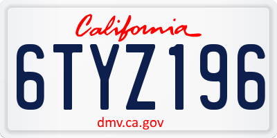 CA license plate 6TYZ196