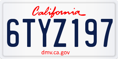 CA license plate 6TYZ197