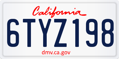 CA license plate 6TYZ198