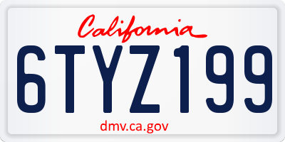 CA license plate 6TYZ199