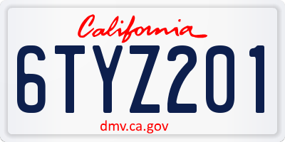 CA license plate 6TYZ201