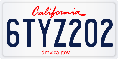CA license plate 6TYZ202