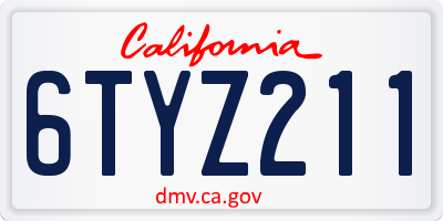 CA license plate 6TYZ211