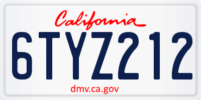 CA license plate 6TYZ212