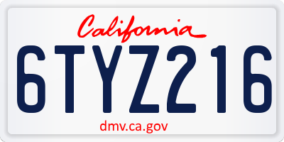 CA license plate 6TYZ216
