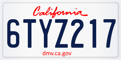 CA license plate 6TYZ217