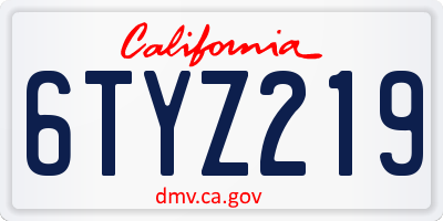 CA license plate 6TYZ219