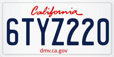 CA license plate 6TYZ220