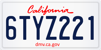 CA license plate 6TYZ221
