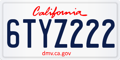 CA license plate 6TYZ222