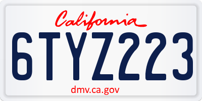 CA license plate 6TYZ223