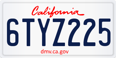 CA license plate 6TYZ225