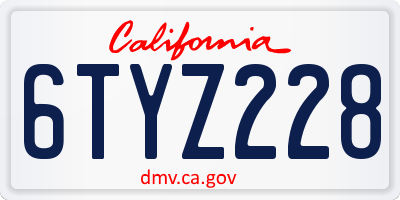 CA license plate 6TYZ228