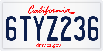 CA license plate 6TYZ236