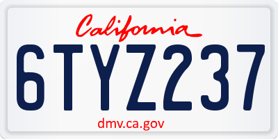 CA license plate 6TYZ237