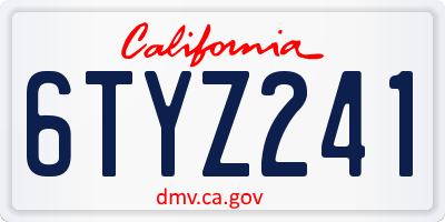 CA license plate 6TYZ241