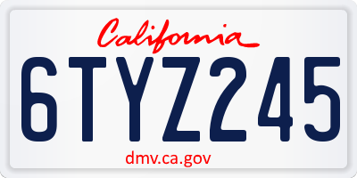 CA license plate 6TYZ245