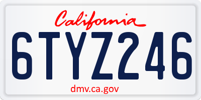 CA license plate 6TYZ246