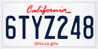 CA license plate 6TYZ248